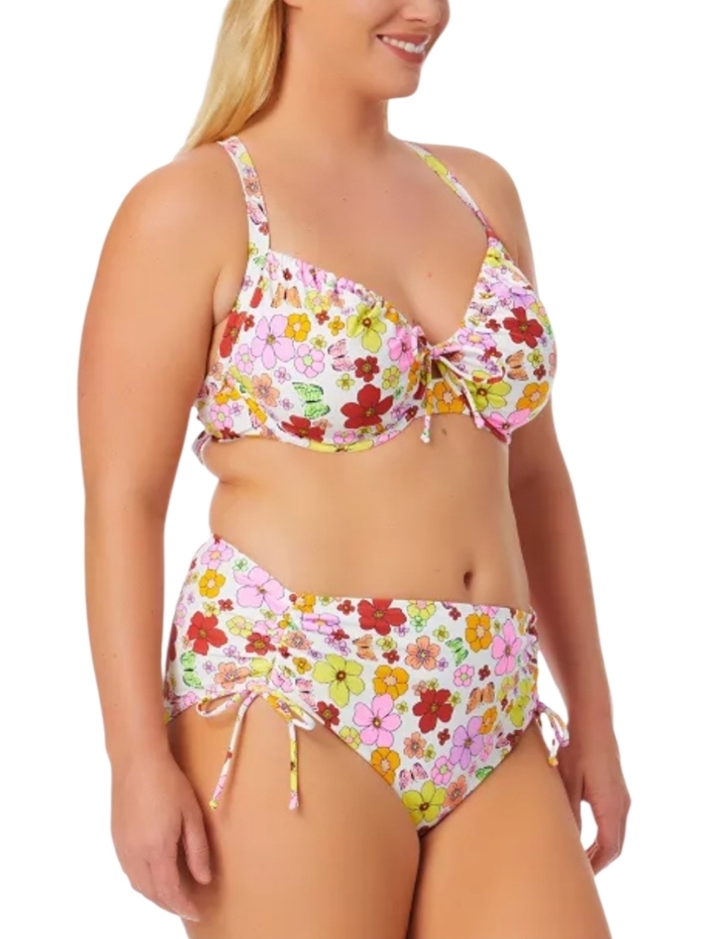 Salt + Cove Trendy Plus Size Floral Molded-Cup Tankini & Bikini Bottom 16/18 NWT